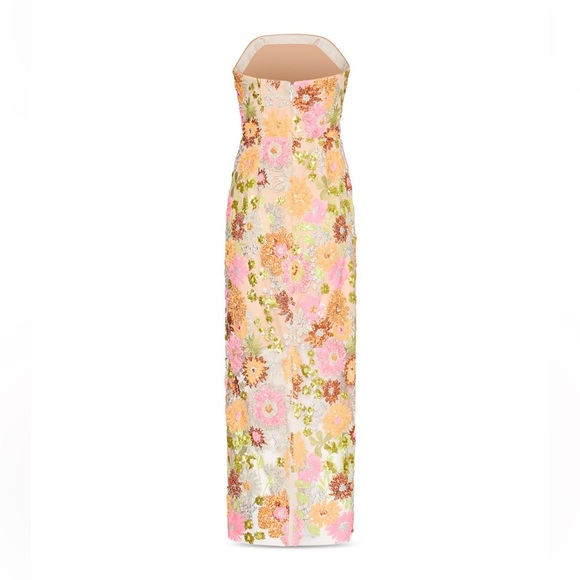 Milly Strapless Floral Sequin Maxi Dress Size 4 NWT Multicolor Evening Gown - Picture 2 of 3